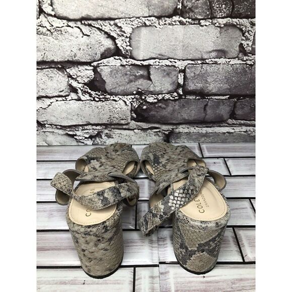 Cole Haan Grand OS Taupe Shimmer Leather Open Block Heel Sandals 5B US/35.5EU - Picture 8 of 16